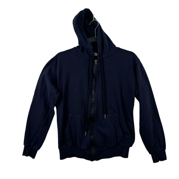 Ohoo &‎ Company Navy Zip-Up Hoodie Mens Size S Slim Fit Minimalist Casual Staple - Picture 1 of 7
